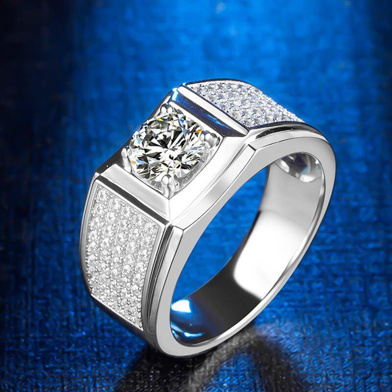 Round Moissanite Luxury Sterling Silver Wedding Ring For Men - ReadYourHeart,RRW-M71A