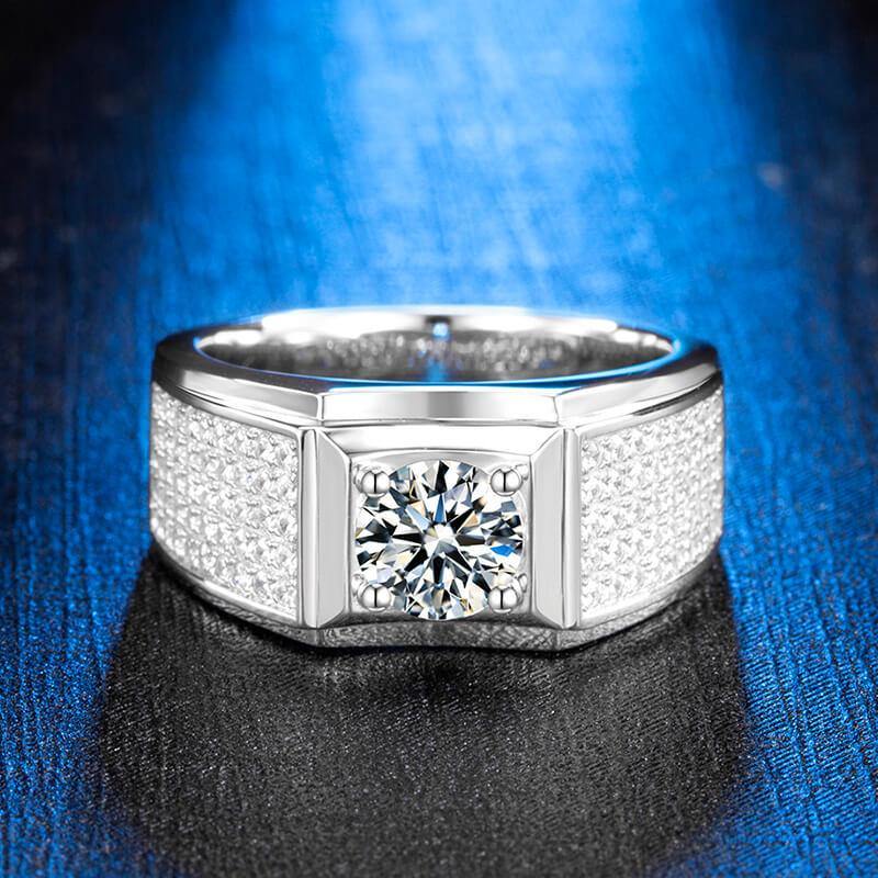 Round Moissanite Luxury Sterling Silver Wedding Ring For Men - ReadYourHeart,RRW-M71A