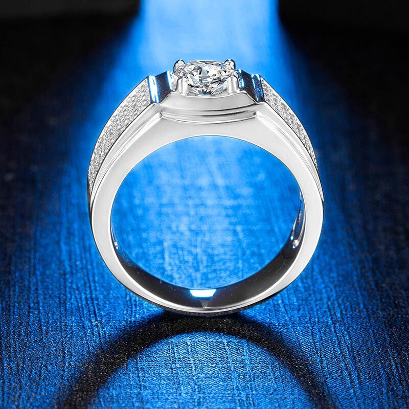 Round Moissanite Luxury Sterling Silver Wedding Ring For Men - ReadYourHeart,RRW-M71A