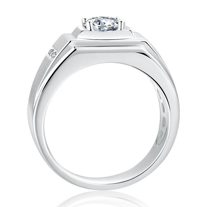 Round Moissanite Sterling Silver Wedding Ring For Men - ReadYourHeart,RRW-M79A