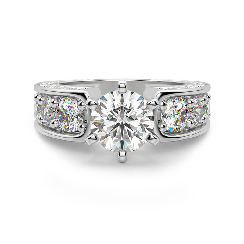 Round Moissanite Triple Channel Set Engagement Ring - ReadYourHeart