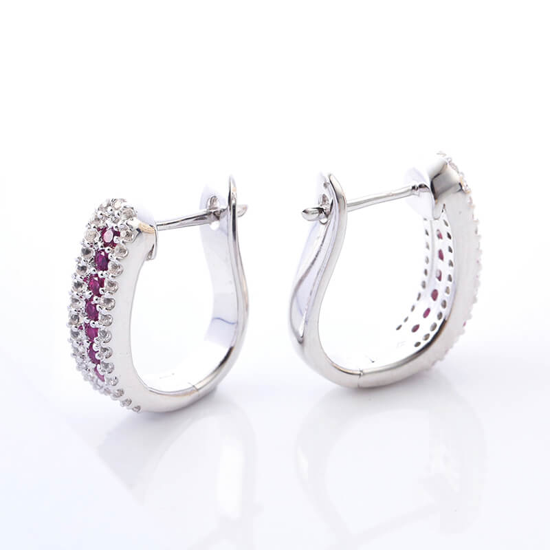 Round Ruby Sterling Silver Hoop Earrings - ReadYourHeart
