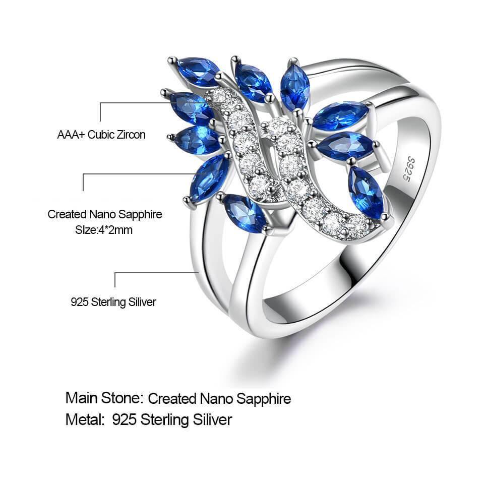 Sapphire Cocktail Flower Sterling Silver Ring - ReadYourHeart
