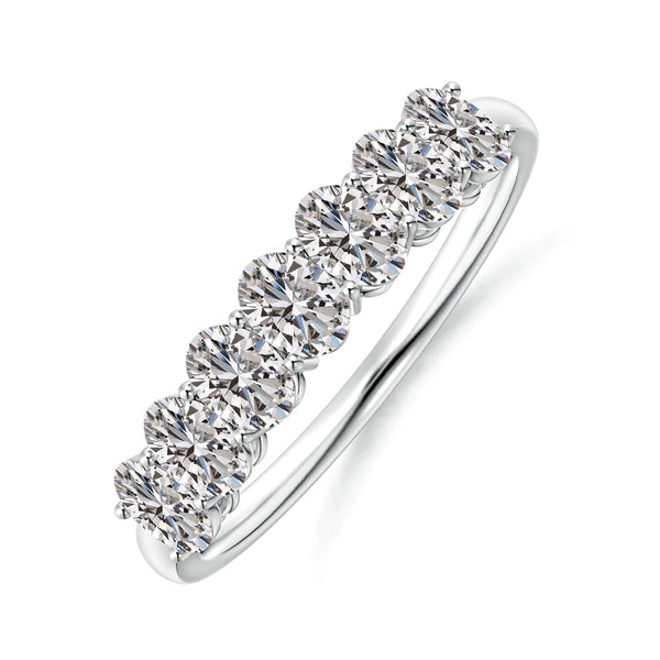 Seven Stone Oval Cut Moissanite Half Eternity Wedding Band Ring - ReadYourHeart