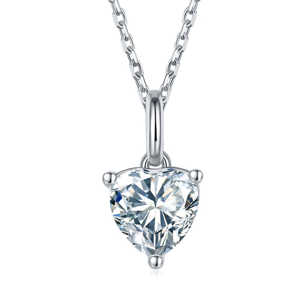 Solitaire Heart-Cut Moissanite Sterling Silver Necklace Pendant - ReadYourHeart