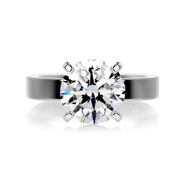 Solitaire Moissanite Four Prong Flat Shank Engagement Ring - ReadYourHeart