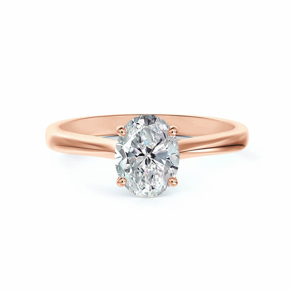 Solitaire Oval Cut Moissanite Engagement Ring in 18K Gold