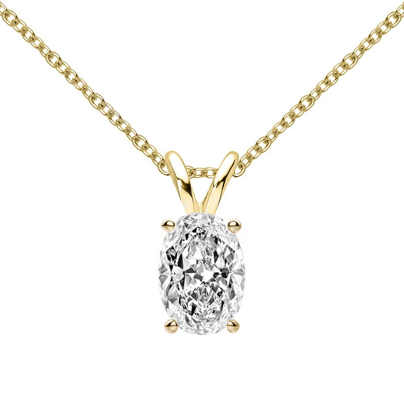 Solitaire Oval Moissanite Sterling Silver Necklace Pendant - ReadYourHeart