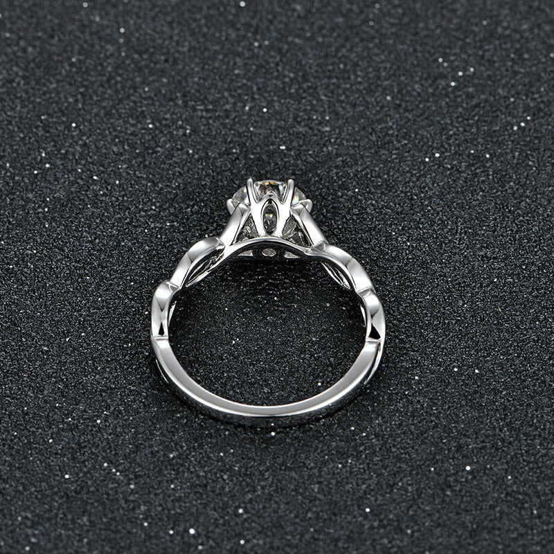 Solitaire Round Moissanite Vine Infinity Sterling Silver Engagement Ring - ReadYourHeart