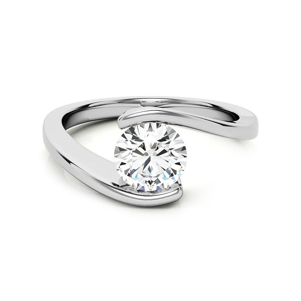 Solitaire Tension Set Moissanite Bypass Engagement Ring