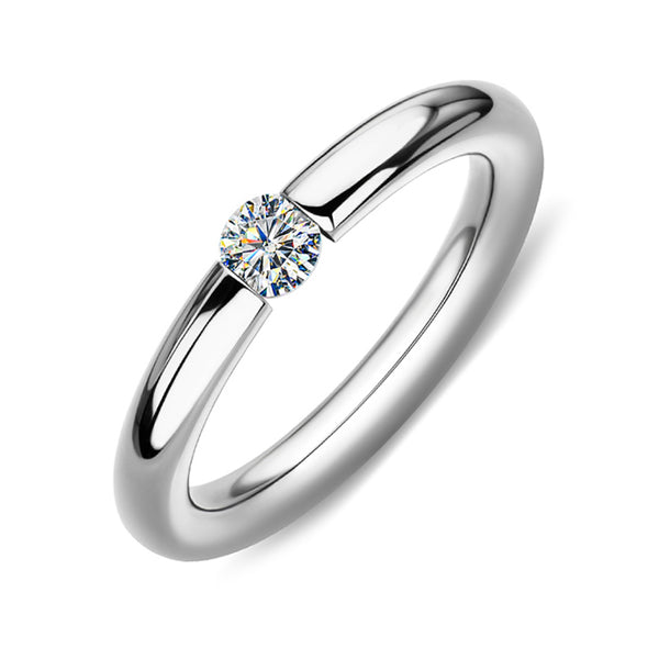 Solitaire Tension Set Moissanite High Polished Engagement Ring - ReadYourHeart