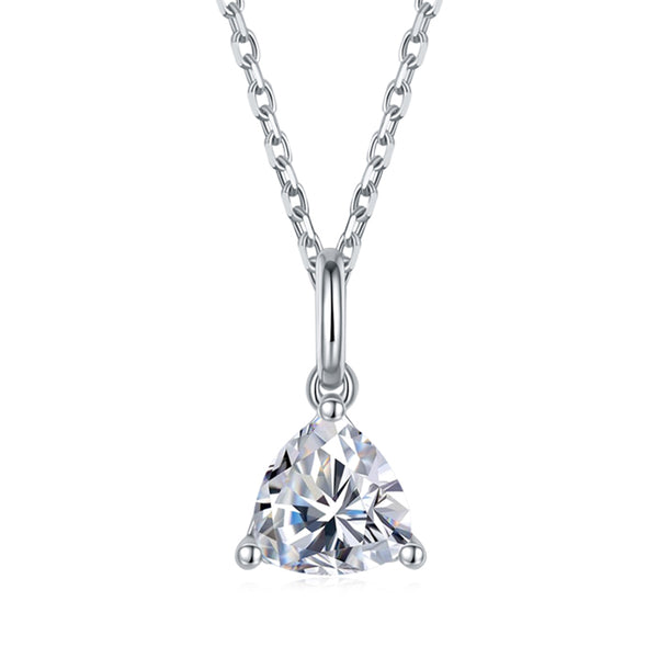 Solitaire Trillion-Cut Moissanite Sterling Silver Necklace Pendant - ReadYourHeart