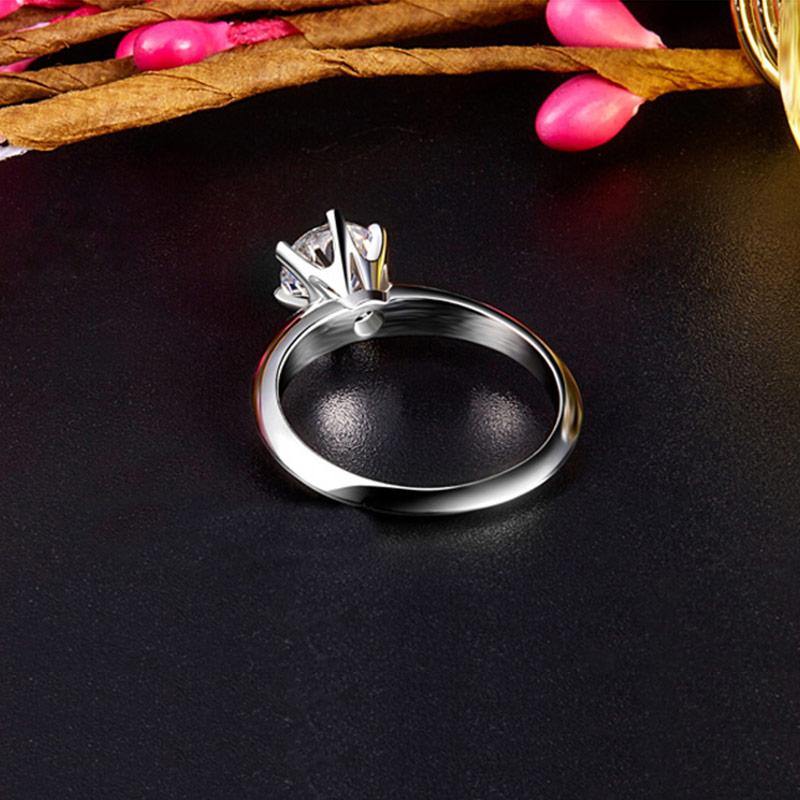 Sona Diamond Classic Six Prong Sterling Silver Ring - ReadYourHeart,RRA-10050