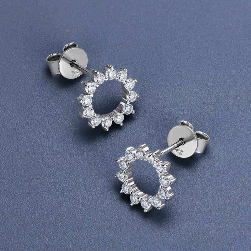 Sparkling Circle Moissanite Loop Stud Earrings In Sterling Silver - ReadYourHeart