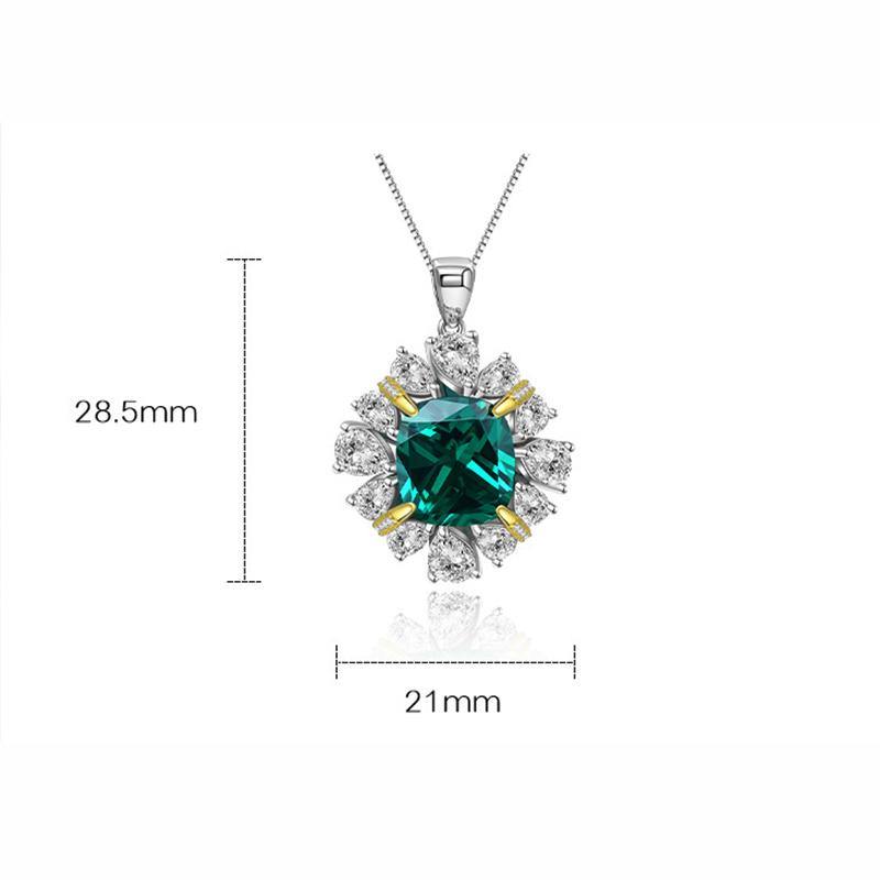 Square emerald two tone sterling silver necklace - ReadYourHeart,RNS-P0642G,RNX-P0642R