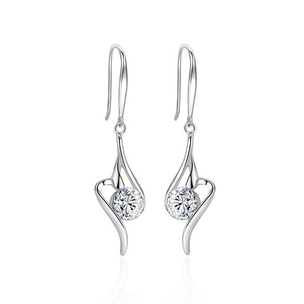 Fashion Solitaire Round Moissanite Sterling Silver Earrings - ReadYourHeart