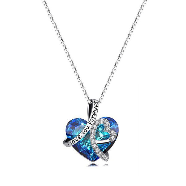 Swarovski crystal sterling silver necklace engraved with I Love You Forever - ReadYourHeart