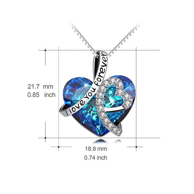 Swarovski crystal sterling silver necklace engraved with I Love You Forever - ReadYourHeart