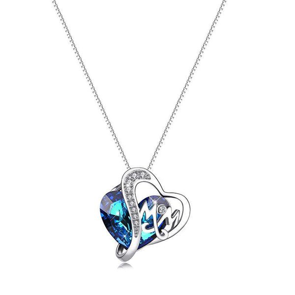 Swarovski Crystal Sterling Silver Necklace Engraved With Mom - ReadYourHeart