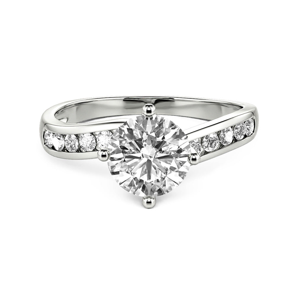 Swirl Bypass Moissanite Channel Set Engagement Ring - ReadYourHeart
