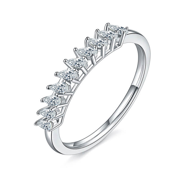 Ten Stone Pear Moissanite Half Eternity Wedding Band Ring - ReadYourHeart