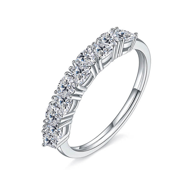 Ten Stone Trillion Moissanite Half Eternity Wedding Band Ring - ReadYourHeart