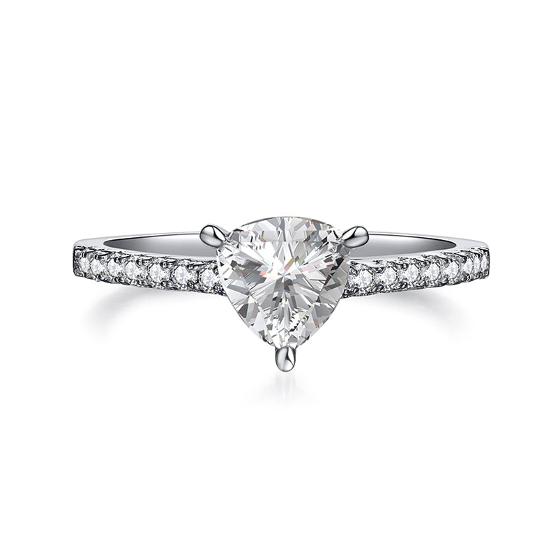 Trillion Cut Moissanite Pave Engagement Ring In Sterling Silver - ReadYourHeart