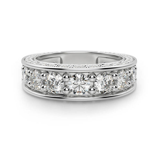 Triple Channel Set Moissanite Half Eternity Wedding Band - ReadYourHeart