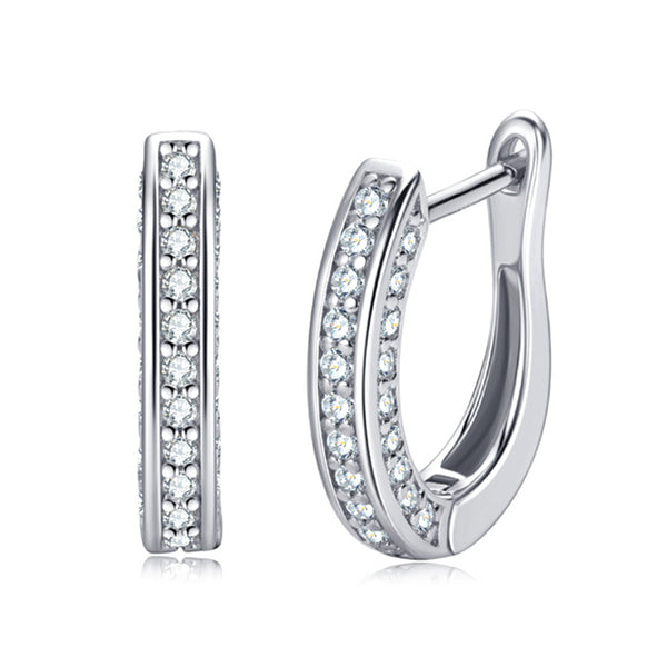 Triple Row Moissanite Hoop Channel Set Earrings In Sterling Silver