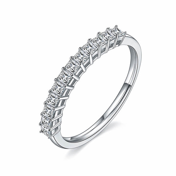 Twelve Stone Princess Moissanite Half Eternity Wedding Band Ring - ReadYourHeart