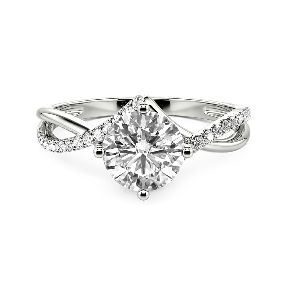 Twisted Bypass Moissanite Pave Engagement Ring - ReadYourHeart