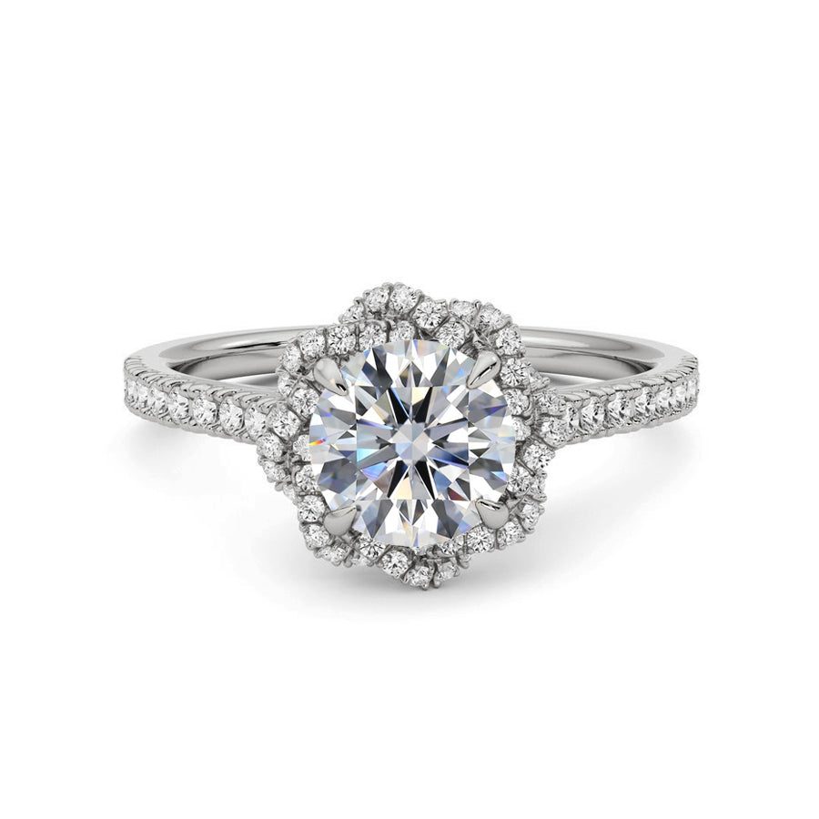 Twisted Cable Halo Round Moissanite Pave Engagement Ring - ReadYourHeart