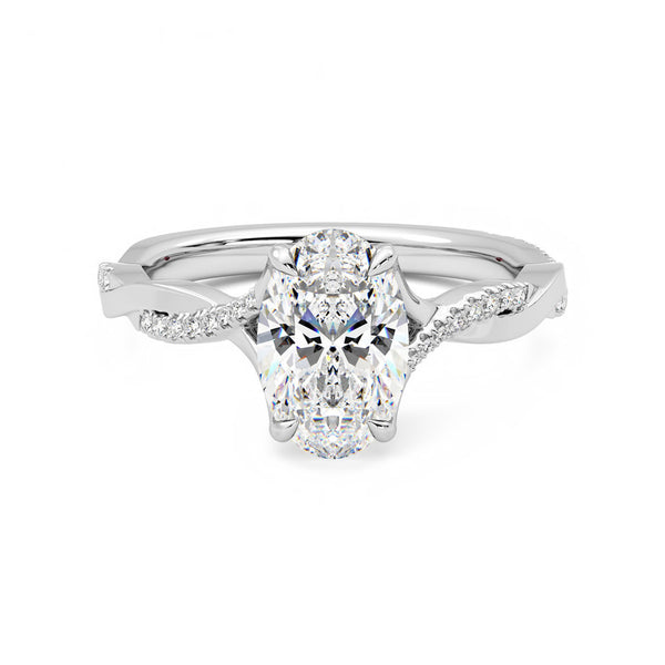 Twisted Infinity Oval Moissanite Pave Engagement Ring