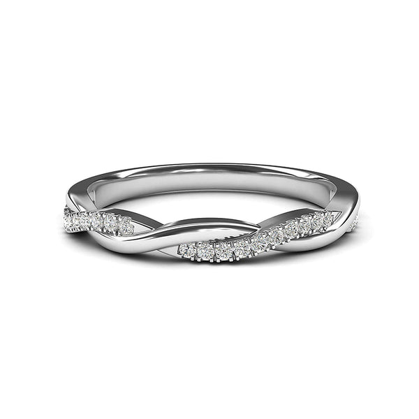 Twisted Vine Moissanite Half Eternity Wedding Band Stackable Ring - ReadYourHeart