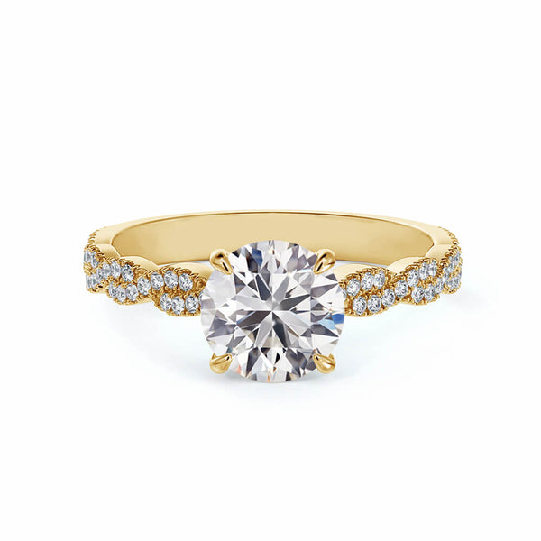 Twisted Vine Moissanite Infinity Pave Engagement Ring in 18K Gold