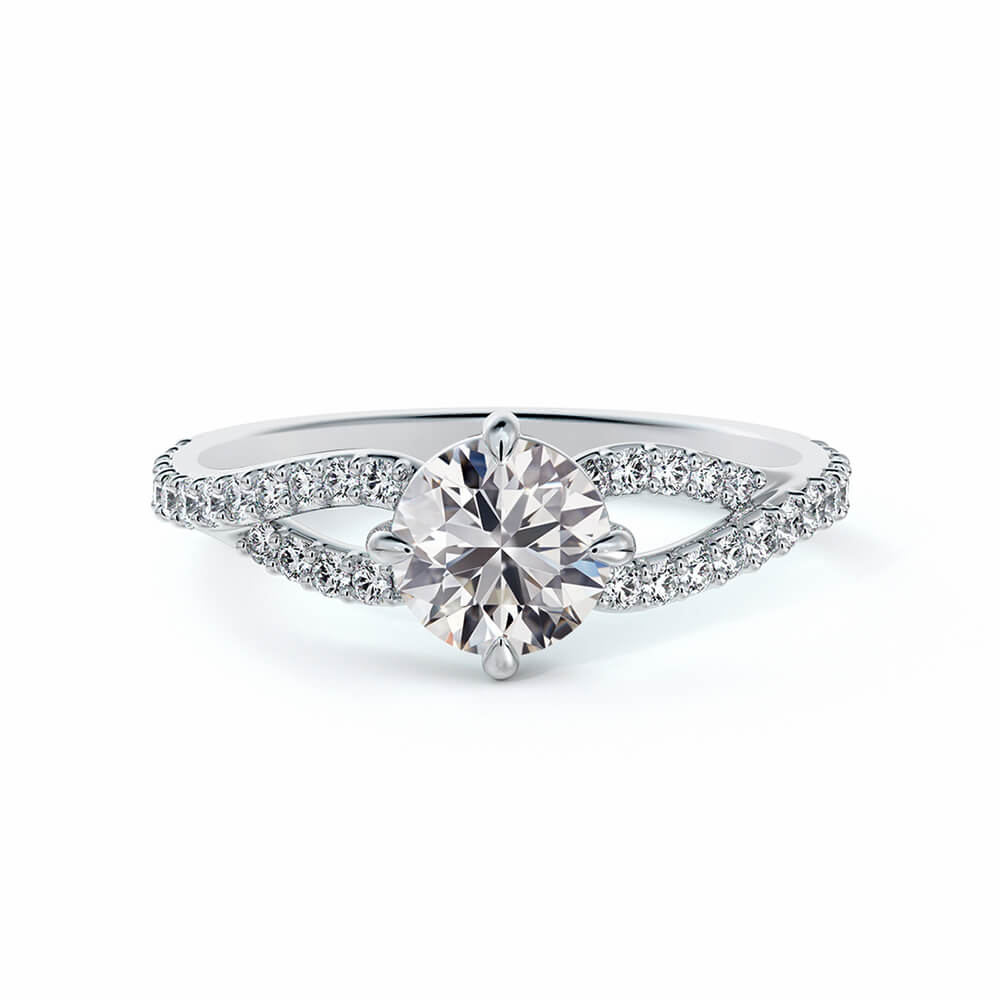 Twisted Vine Round Moissanite Pave Engagement Ring - ReadYourHeart