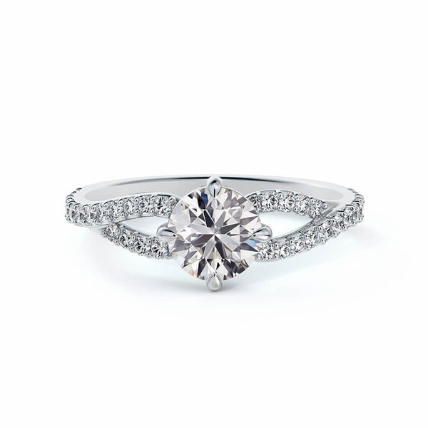 Twisted Vine Round Moissanite Pave Engagement Ring