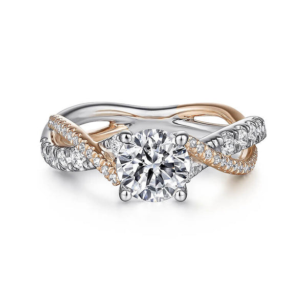 Rose Gold Two Tone Moissanite Twisted Vine Pave Engagement Ring - ReadYourHeart