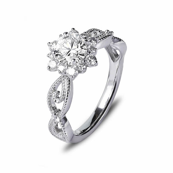 Vintage Round Moissanite Twisted Vine Engagement Ring - ReadYourHeart