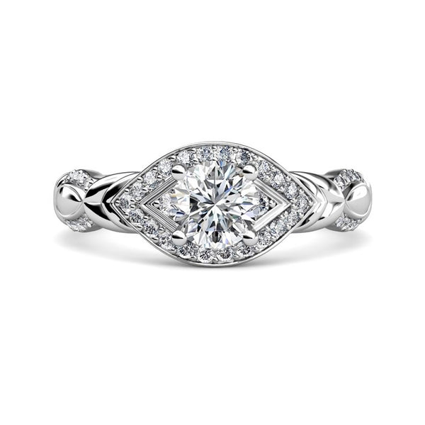 Vintage Swirl Moissanite Filigree Pave Engagement Ring - ReadYourHeart