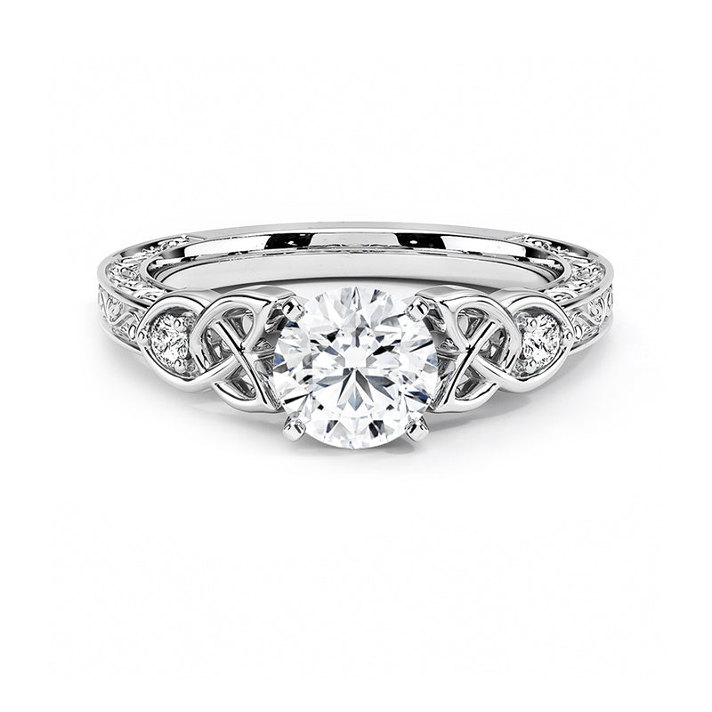 Vintage Three Stone Moissanite Scrollwork Engagement Ring - ReadYourHeart