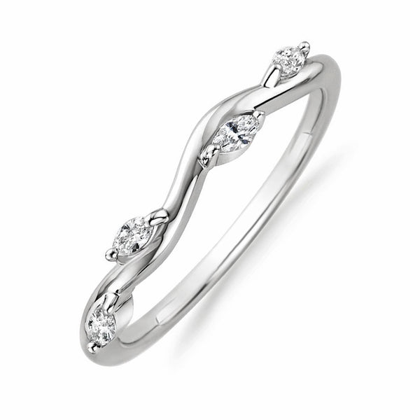Winding Willow Marquise Moissanite Half Eternity Wedding Band Ring - ReadYourHeart