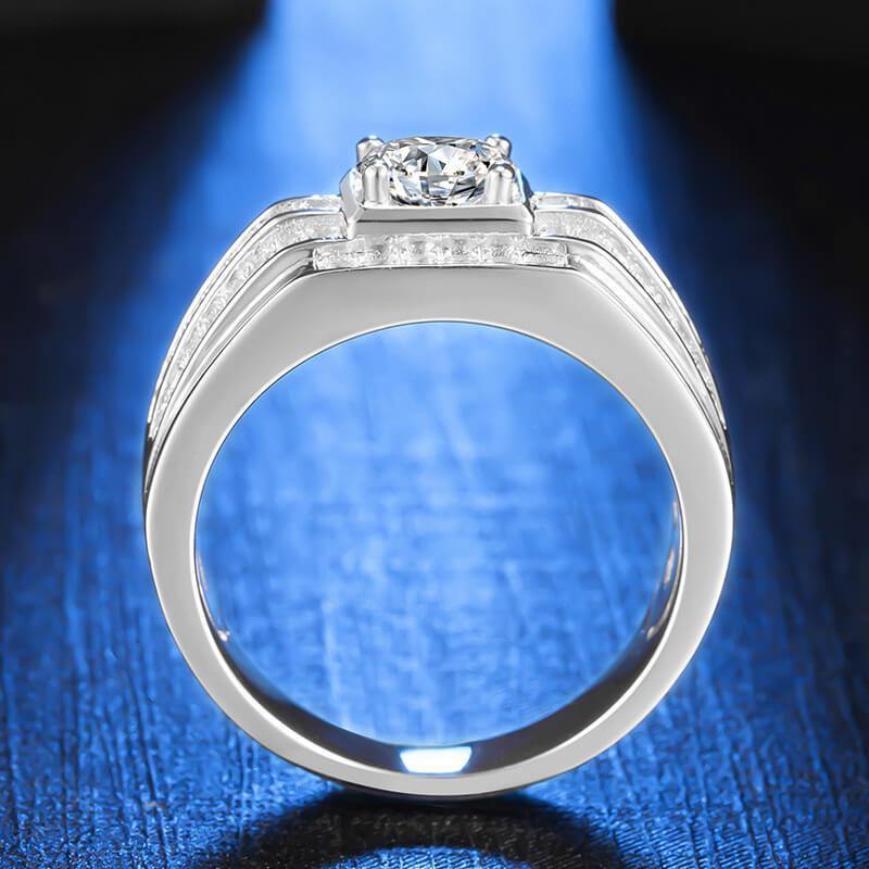 luxury four prong Moissanite sterling silver wedding ring for men - ReadYourHeart,RRW-M78A