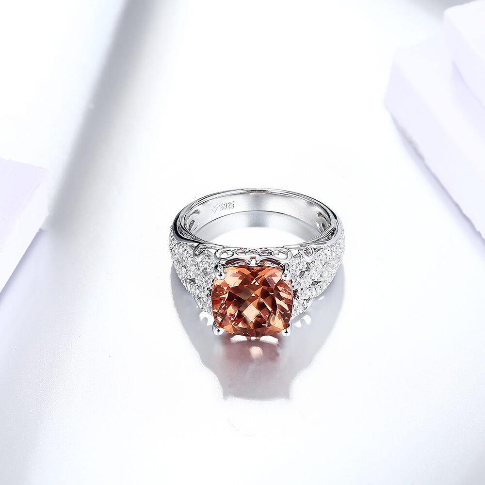 luxury square Gem diaspore sterling silver ring - ReadYourHeart,RRL-LTR19092001-ZTN