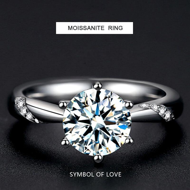 Moissanite Series Fashion Six Prong Sterling Silver Ring - ReadYourHeart,RRL-M08AS,RRL-M08DS,RRL-M08ES,RRL-M08AG,RRL-M08DG,RRL-M08EG