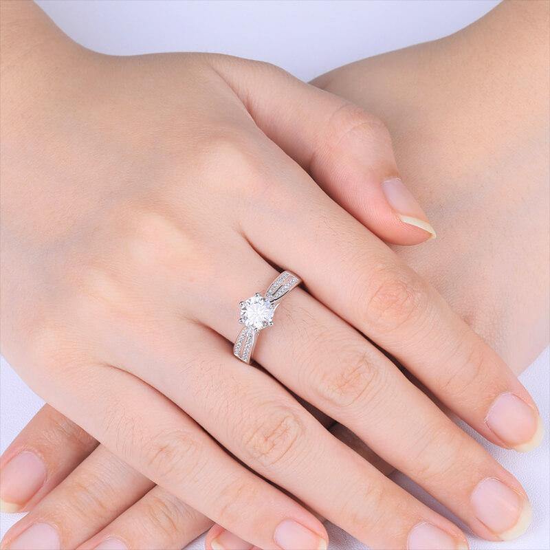 moissanite fashion classic six prong sterling silver wedding ring - ReadYourHeart,RRL-M06A,RRL-M06D