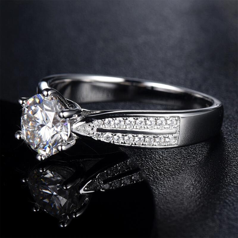 moissanite fashion classic six prong sterling silver wedding ring - ReadYourHeart,RRL-M06A,RRL-M06D