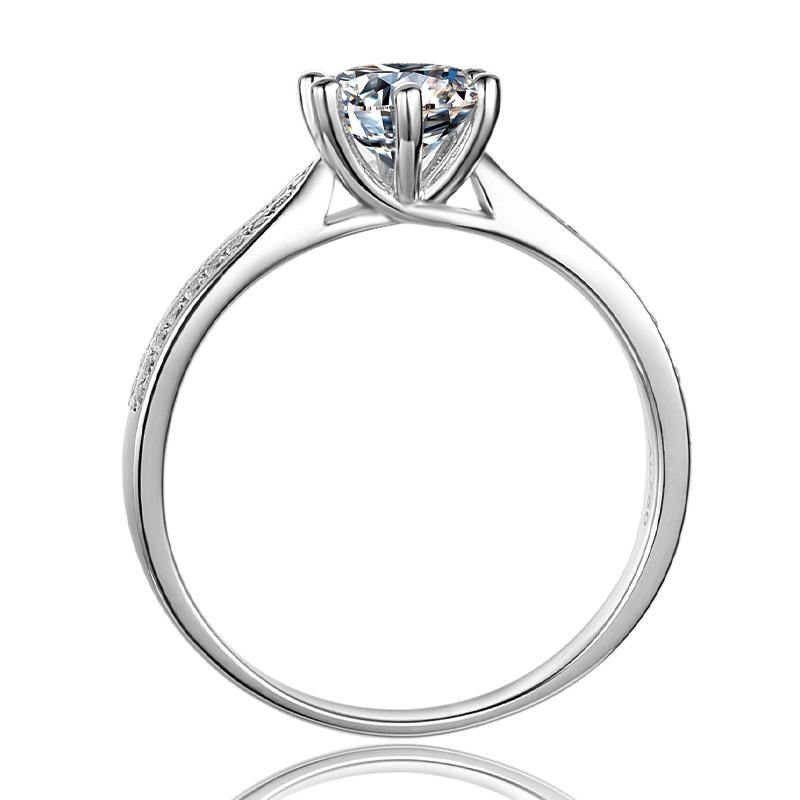 moissanite fashion classic six prong sterling silver wedding ring - ReadYourHeart,RRL-M06A,RRL-M06D