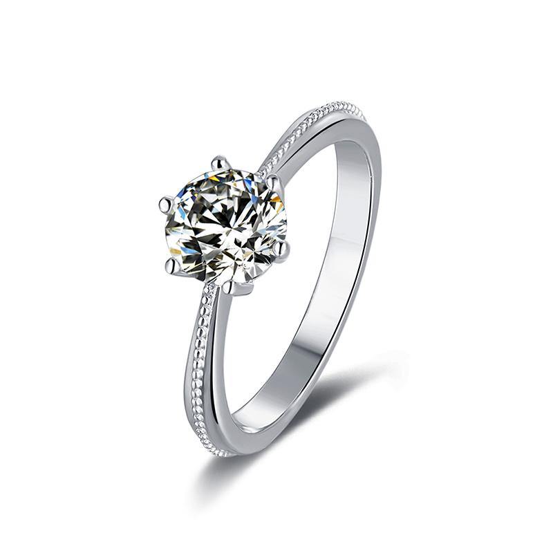 moissanite fashion six prong sterling silver wedding ring - ReadYourHeart