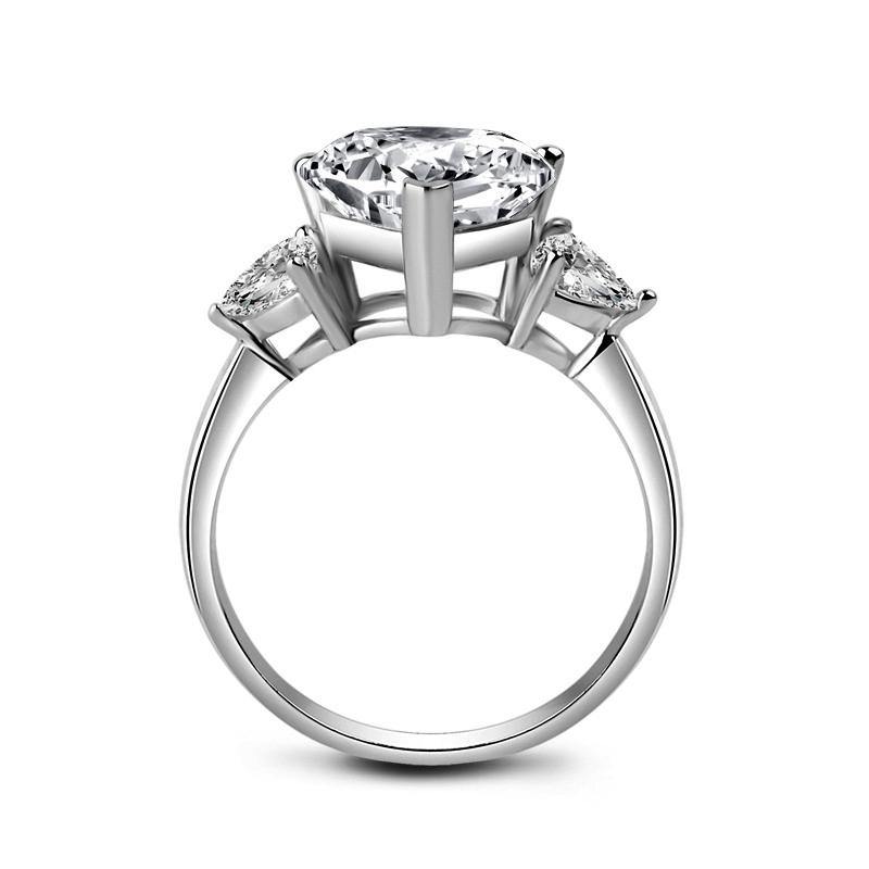three stone heart shaped sona diamond sterling silver ring - ReadYourHeart,RRA-AB-TC-006
